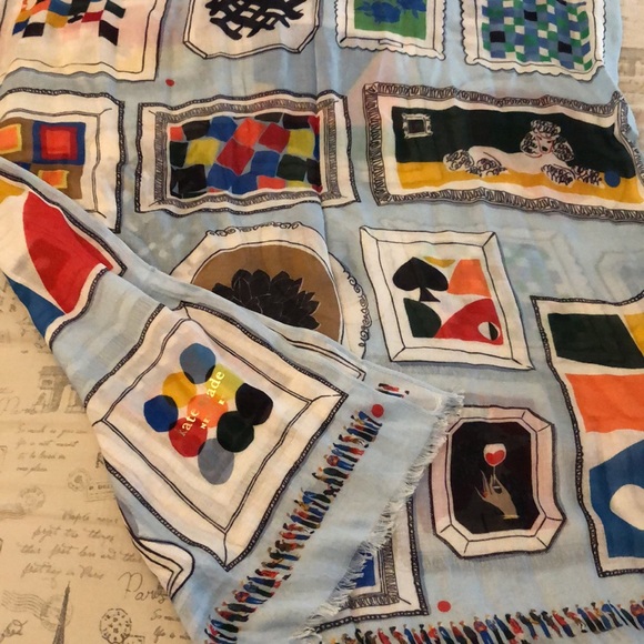 Kate Spade 100% Viscose Multicolored Gallery Wall Oblong Scarf OS NWT - Picture 10 of 16